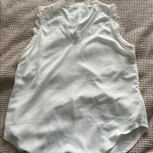 Elegant White Lace Trim Blouse